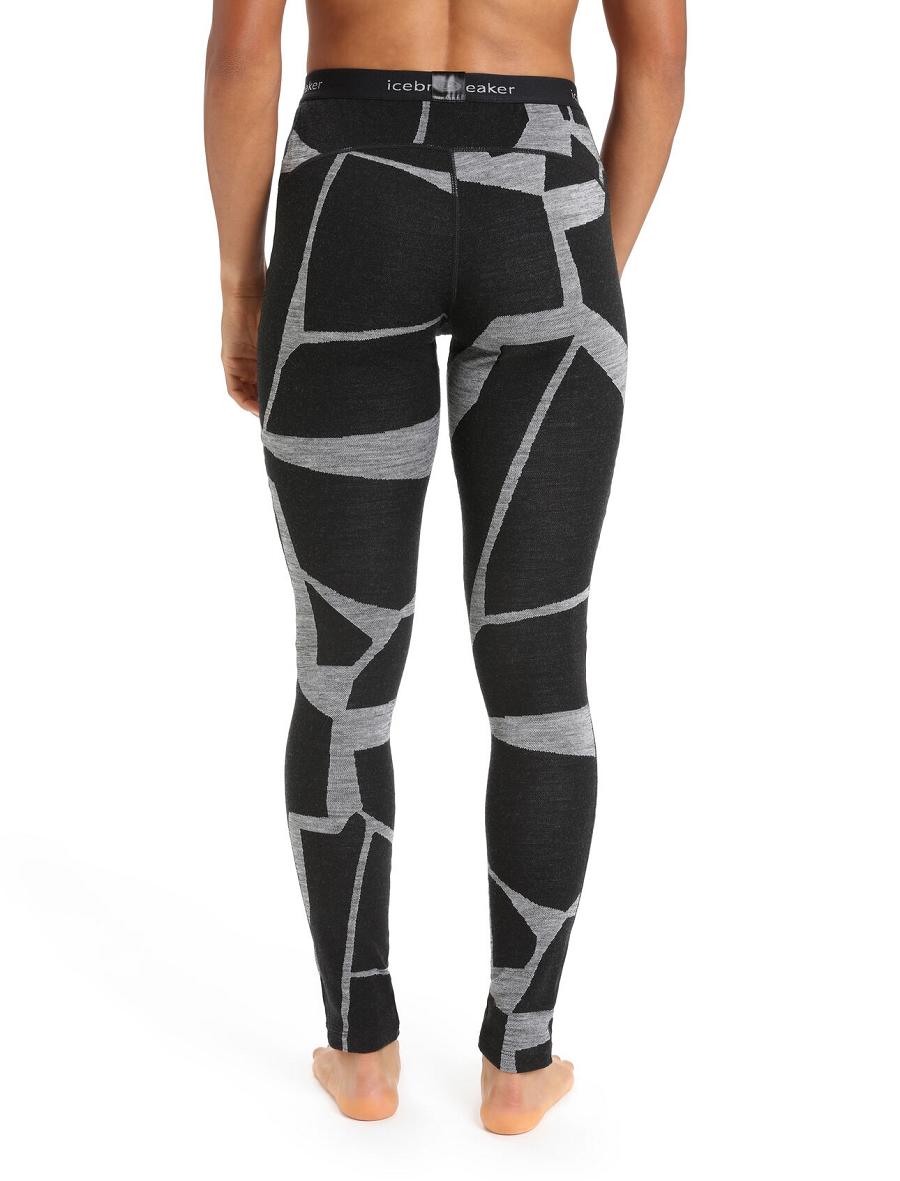 Base Layers Icebreaker Merino 250 Vertex Thermal Leggings Fractured Landscapes Femme Noir | FR 1879RVDW